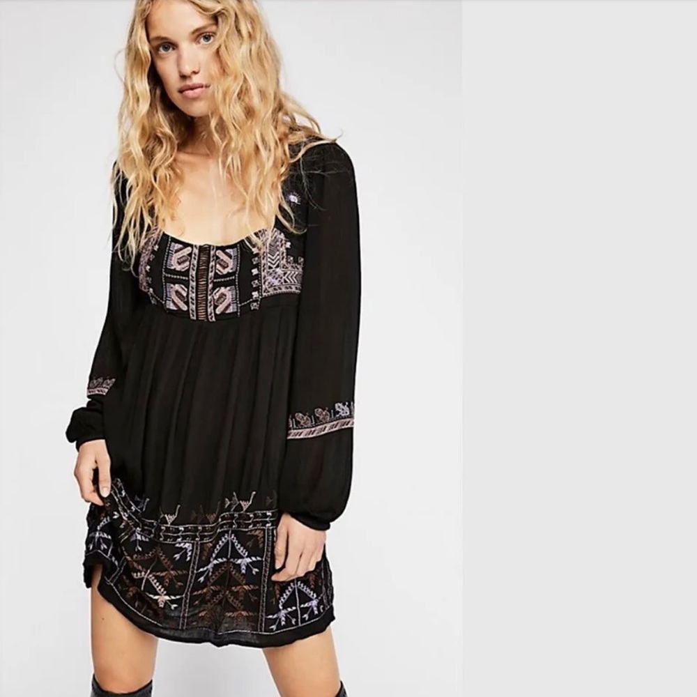 Free People Black and Purple Mini Dress